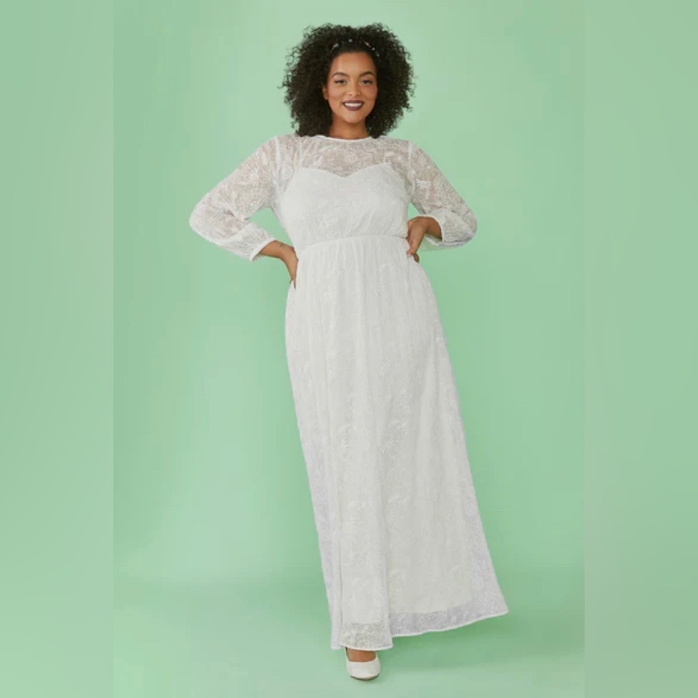 ModCloth Just the Beginning Boho Maxi Wedding Embroidered Dress Size 1X NWT